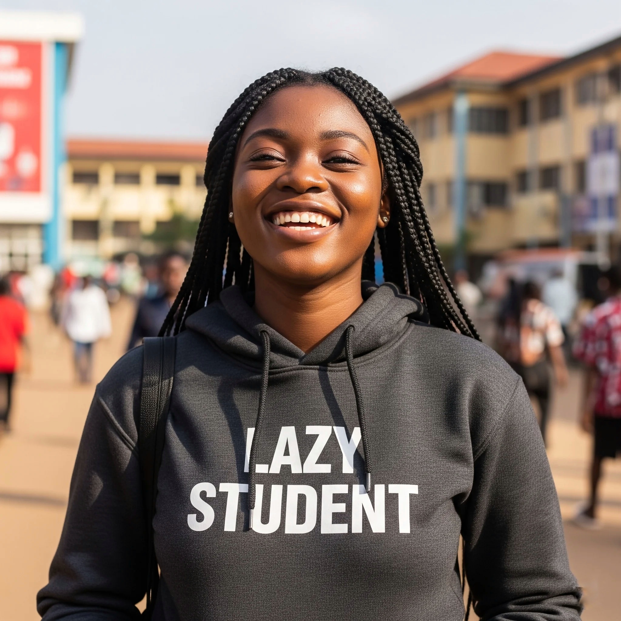 Happy Nigerian students winning with Lazy Student